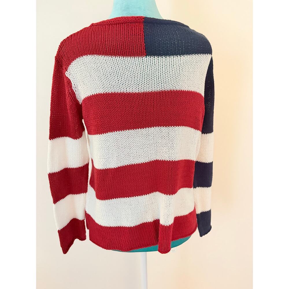 Wooden Ships American Flag Knit Sweater - Red, White, Blue - Picture 3 of 7